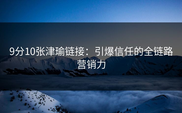 9分10张津瑜链接:引爆信任的全链路营销力 9分10张津瑜链接:引爆信任的全链路营销力