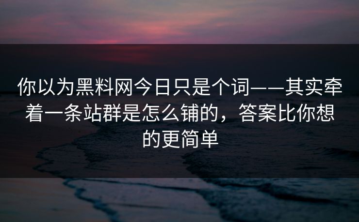 你以为黑料网今日只是个词——其实牵着一条站群是怎么铺的，答案比你想的更简单
