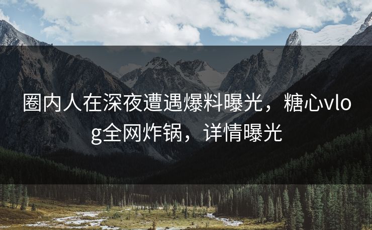 圈内人在深夜遭遇爆料曝光，糖心vlog全网炸锅，详情曝光