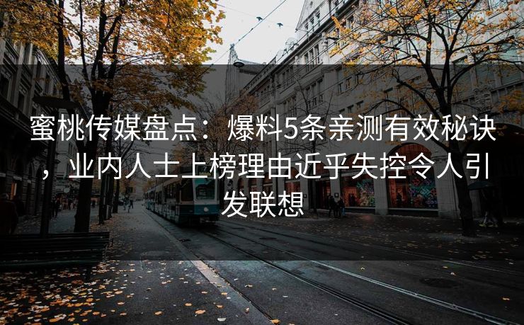 蜜桃传媒盘点：爆料5条亲测有效秘诀，业内人士上榜理由近乎失控令人引发联想